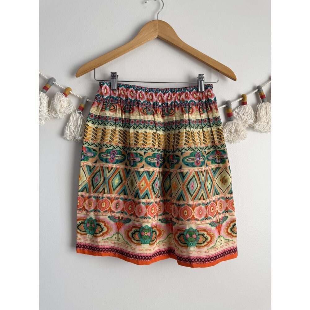 Anthropologie Tanvi Kedia Oroyo Echo Sequin Boho Geometric Peasant Mini Skirt S